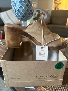 Tan Suede Block Heel Mule